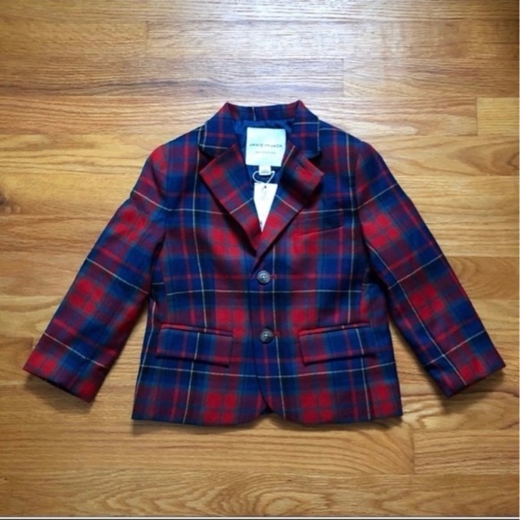 Janie and Jack Tartan Plaid Wool Holiday Blazer sz 12-18mos